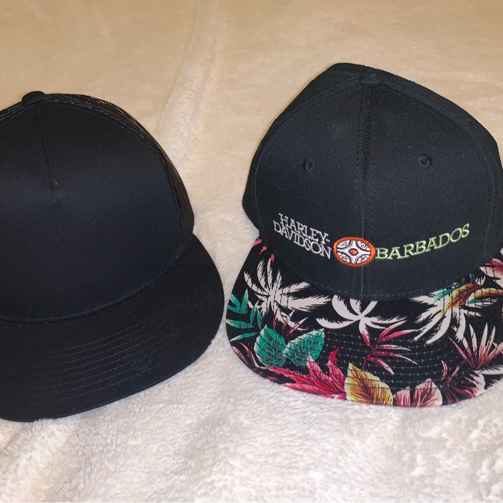 Harley-Davidson Barbados Snap Back/Tropical Brim bonus Black Snap Back Trucker.
